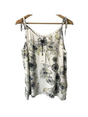 Soya Concept Floral Lined Tank Womens L Sleeveless Blouse V-Neck Feminine Classy